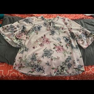 A floral ruffled top